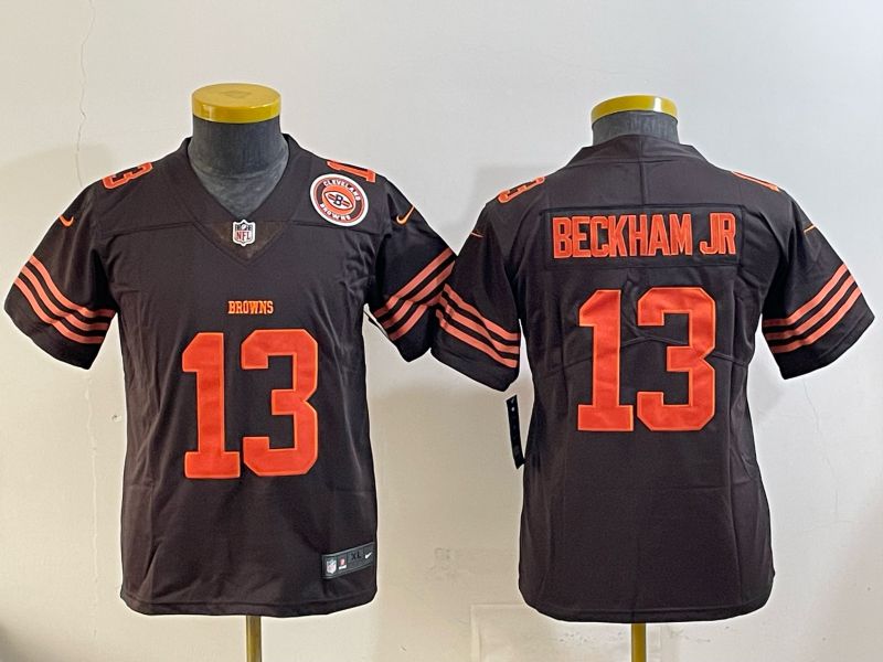 Youth 2025 Nike Cleveland Browns 13 Beckham jr brown Retro Limited NFL Jersey style 03